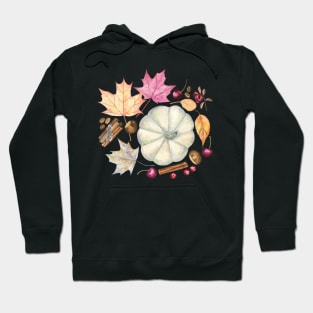 Autumn Pumpkin, Maple Leaves and Spices Hoodie